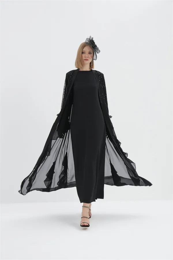 Willow Julia Fırfırlı Abaya SİYAH