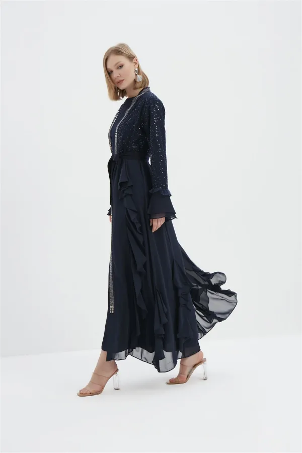 Willow Julia Fırfırlı Abaya LACİVERT