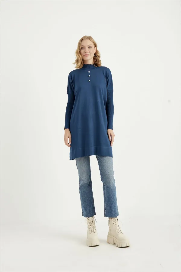 roza merserize tunik LACİVERT