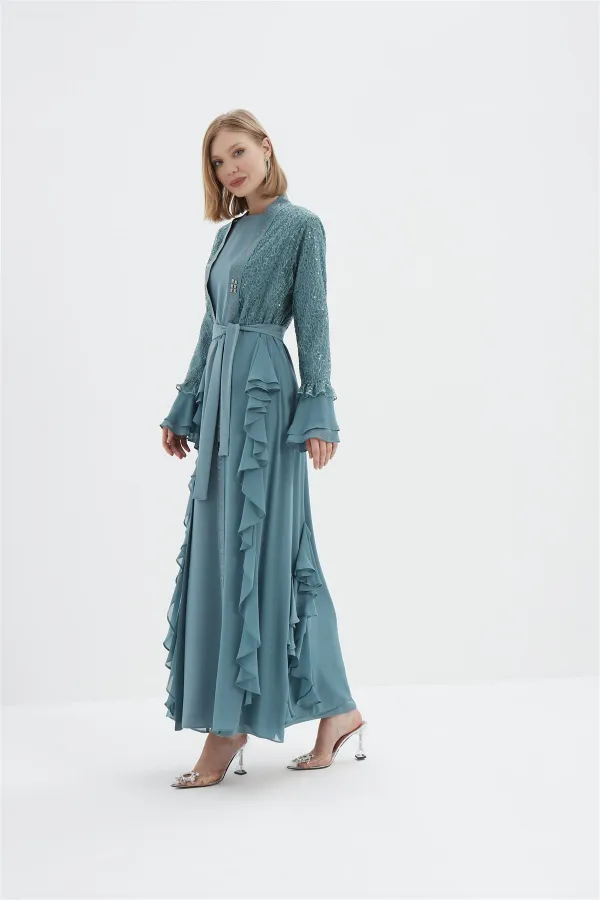 Willow Julia Fırfırlı Abaya MİNT
